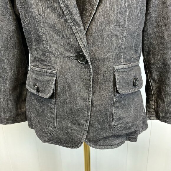 Trixi + Lulu Women's Denim Blazer Size Medium Jacket Dark Academia Preppy Career - Picture 4 of 7
